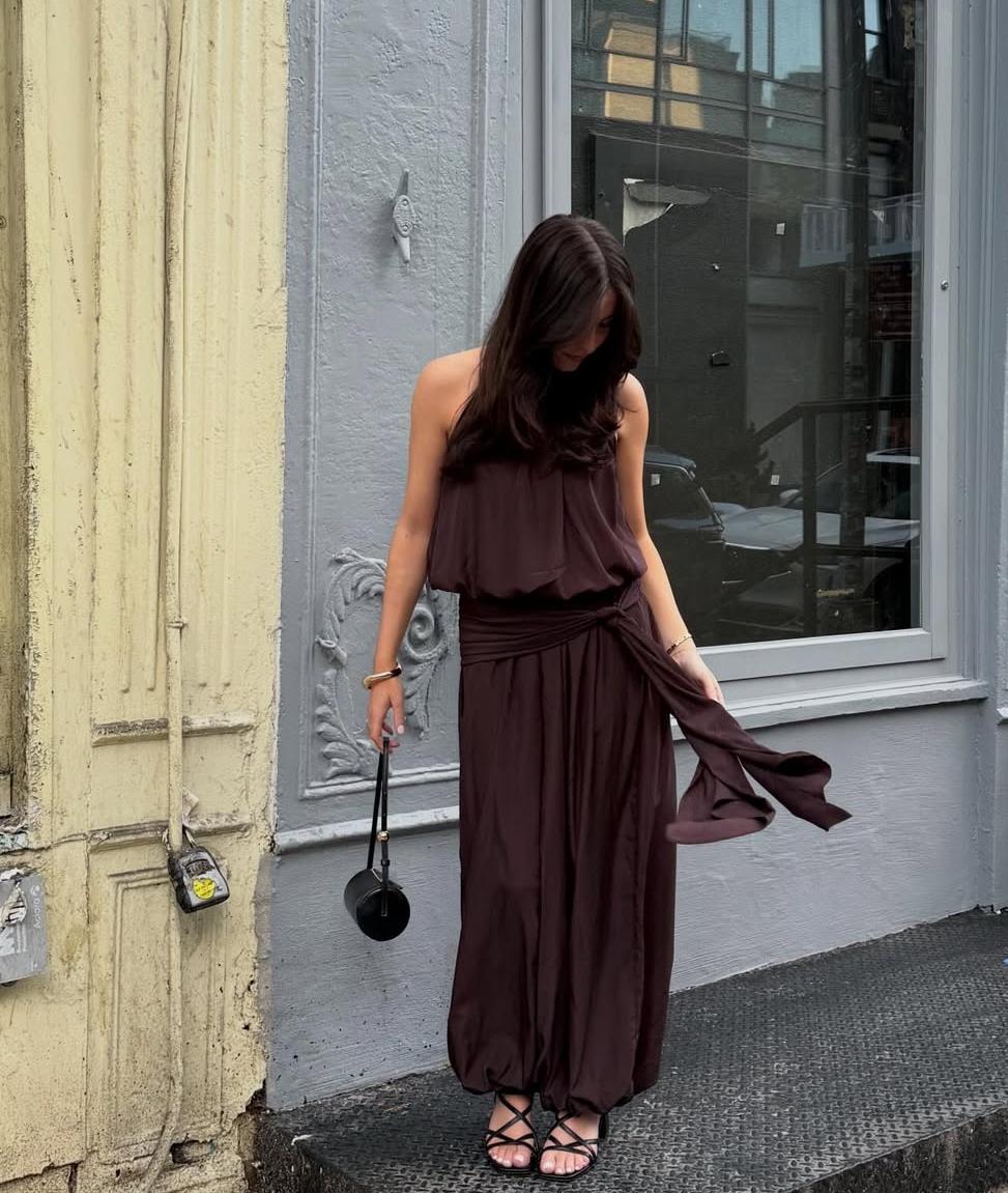 Halter Neck Top And Balloon Trouser With Wrap FT910