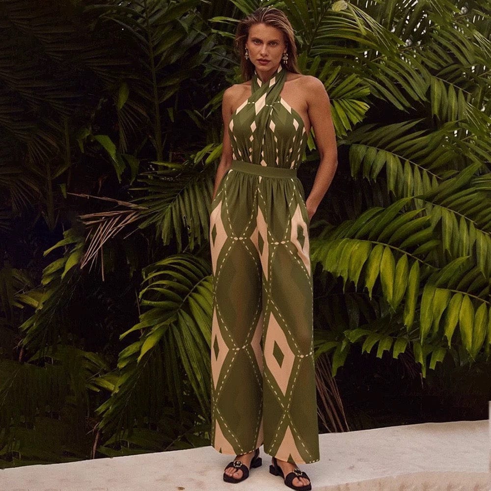 Halter Swimsuit With Pant Set FT906