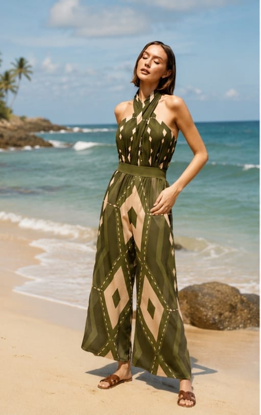 Halter Swimsuit With Pant Set FT906
