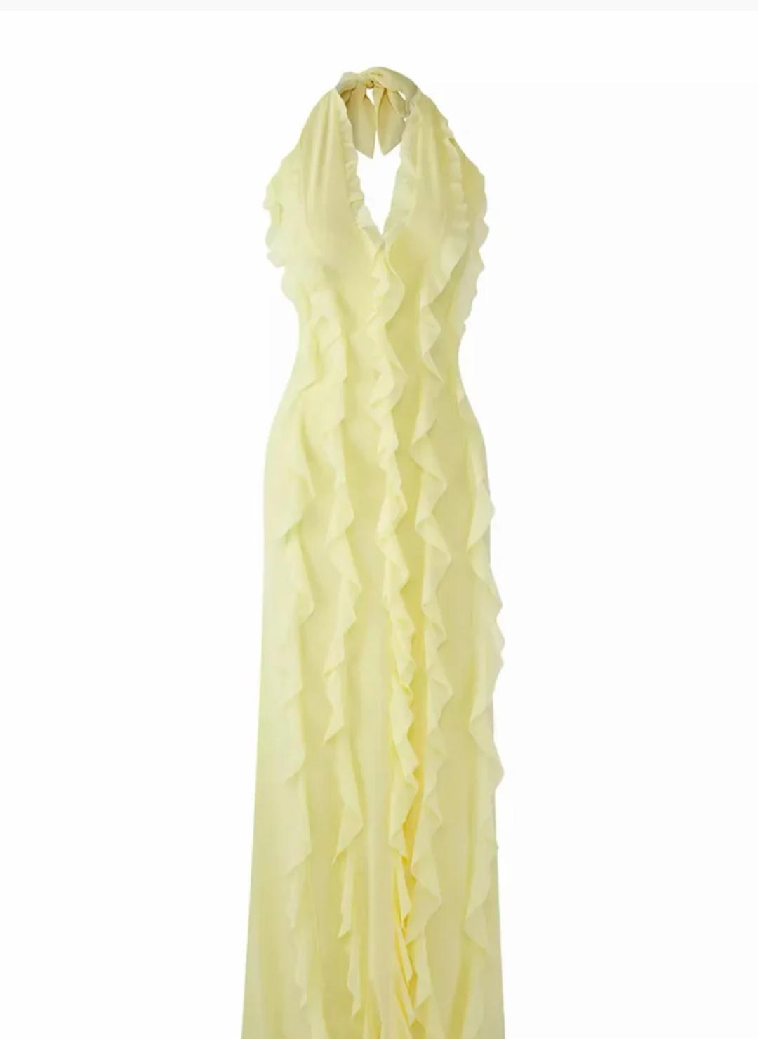 Beautiful Dress With Ruffles And Halter Neck FT905