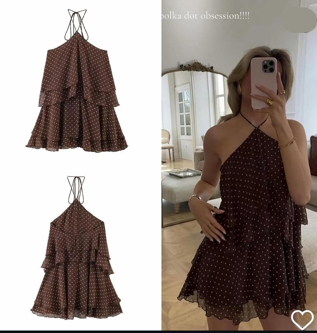 Halter Neck Polka Dress FT909