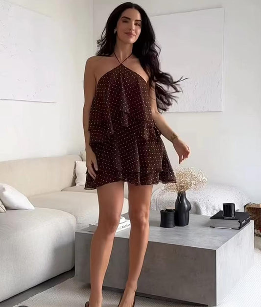 Halter Neck Polka Dress FT909