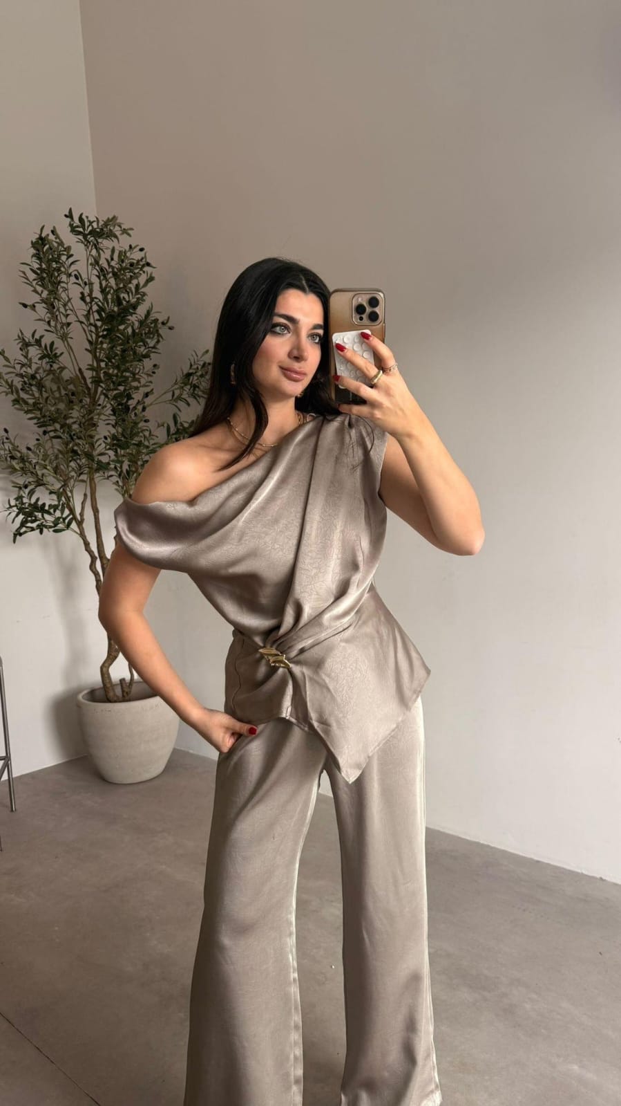 Draped Co-Ord Set With Buckle FT915