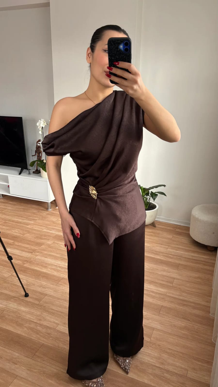Draped Co-Ord Set With Buckle FT915