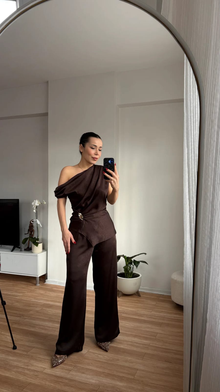 Draped Co-Ord Set With Buckle FT915