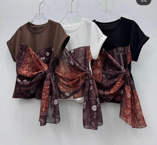Beautiful Scarf Attached Top FT918
