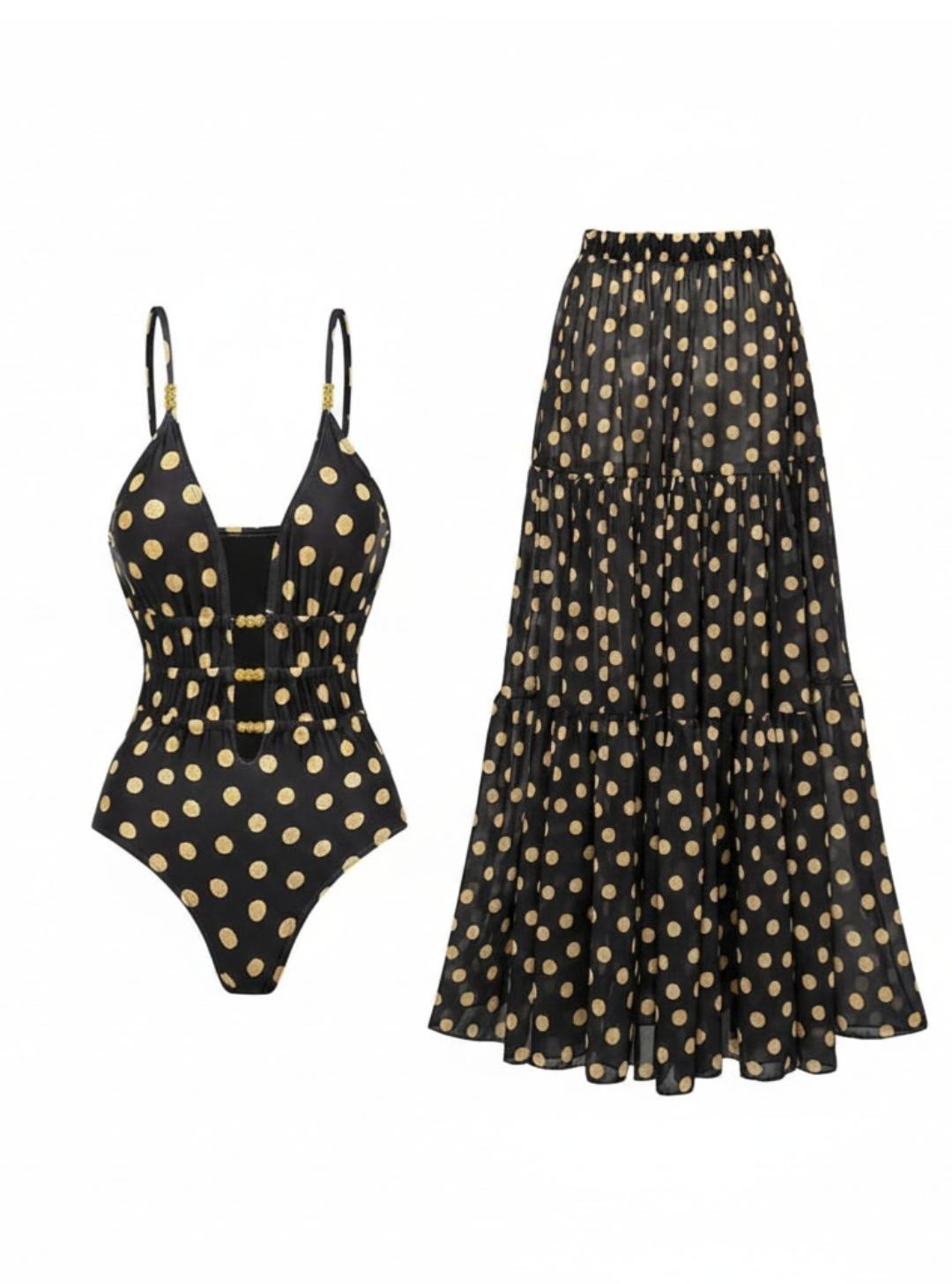 Polka Swimsuit With Skirt FT919
