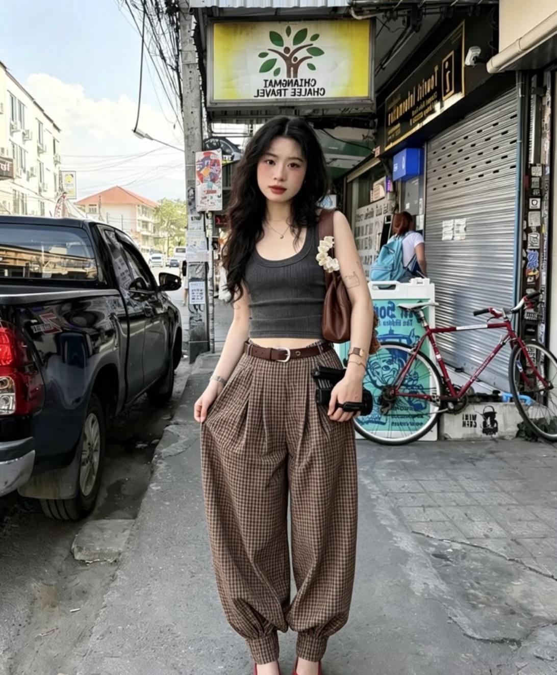 Stunning Plaid Belted Pant FT925