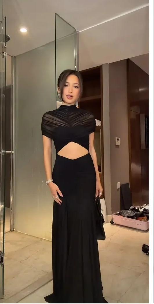 Draped Cutout Mesh Dress FT938