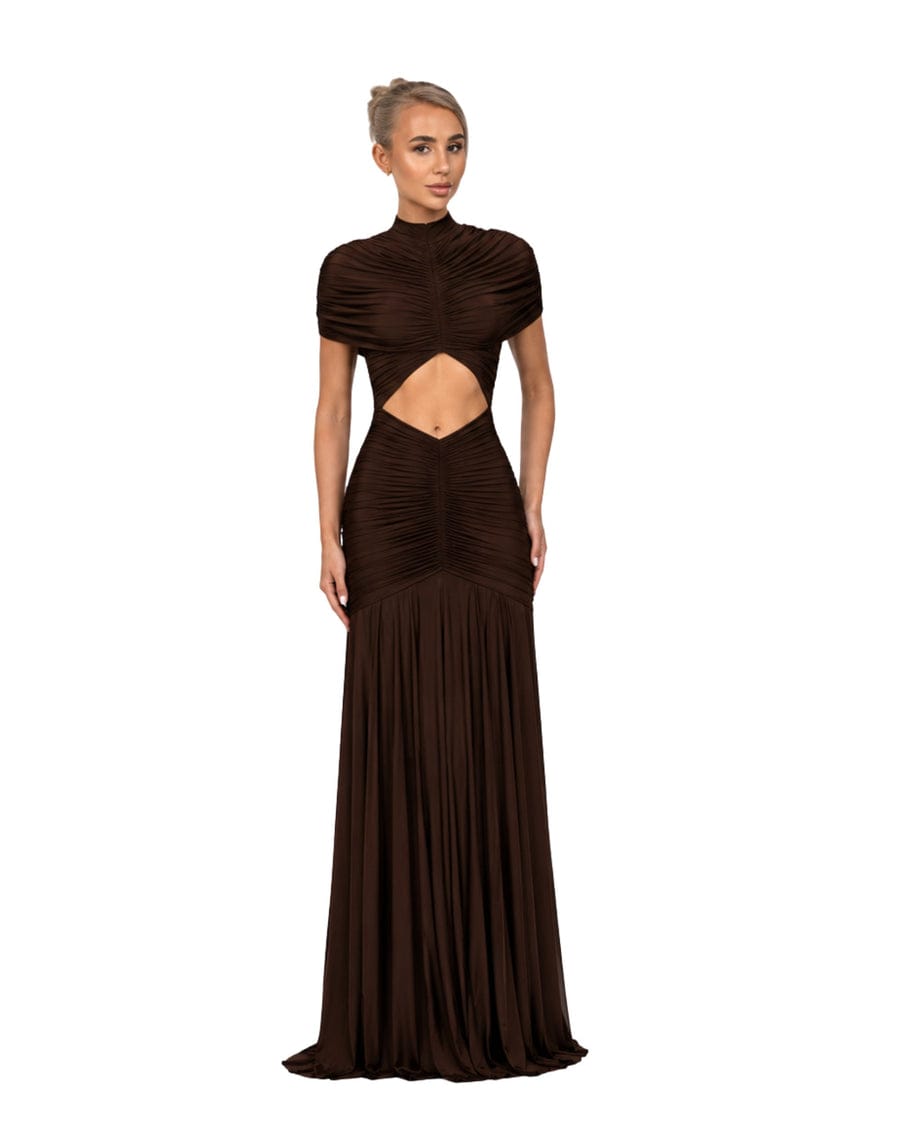 Draped Cutout Mesh Dress FT938