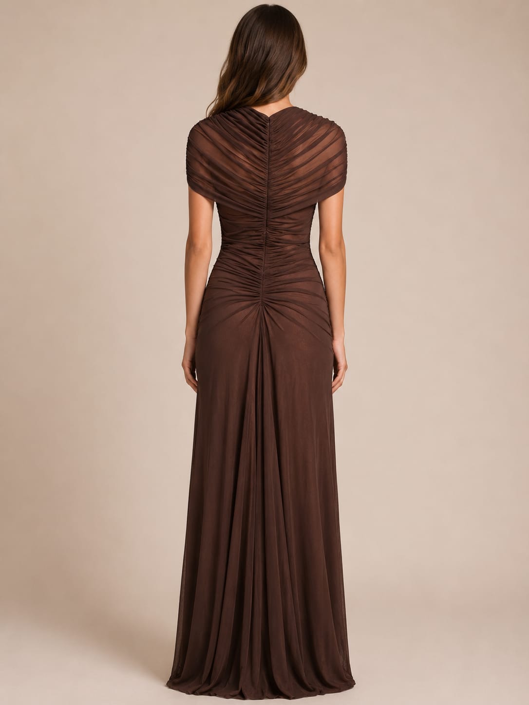 Draped Cutout Mesh Dress FT938