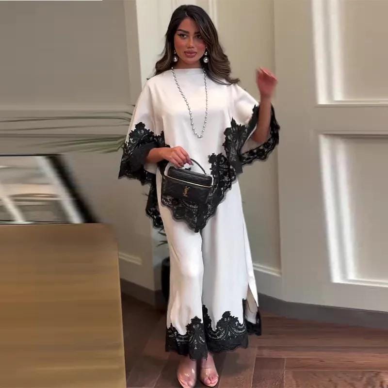 Beautiful Luxury lace detailed Free size coord set FT946