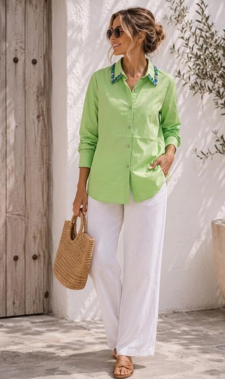 Beautiful Embellished collar shirt FT9484