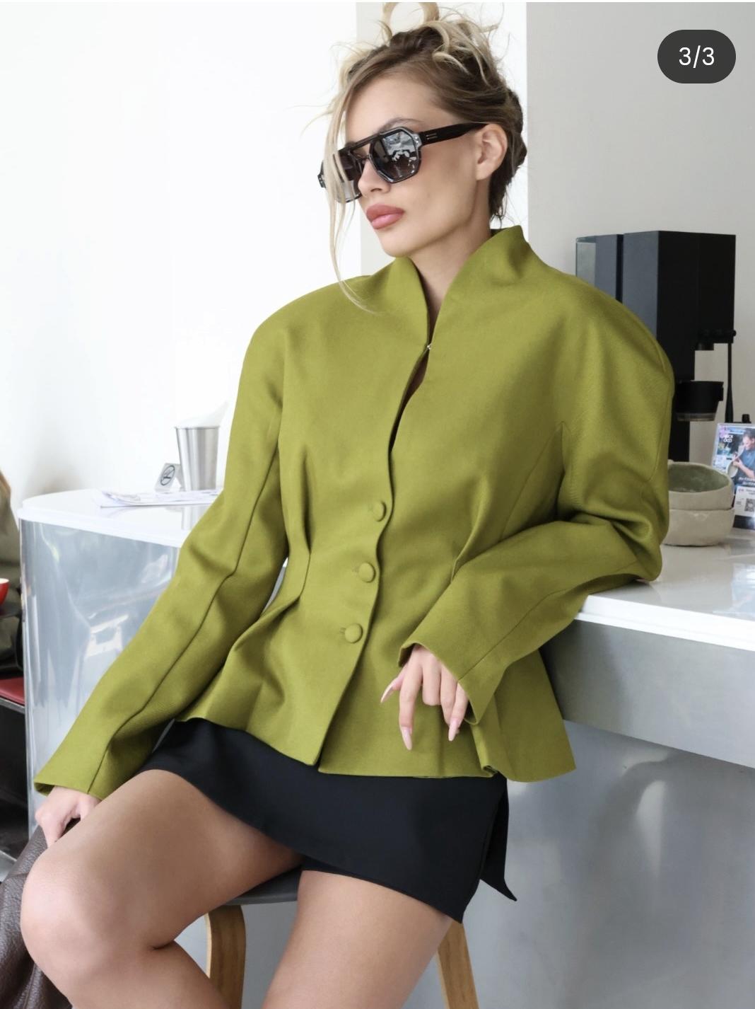 Beautiful Elegant Cinched waist Womens Jacket V Neck buttoned coat/blazer FT9488