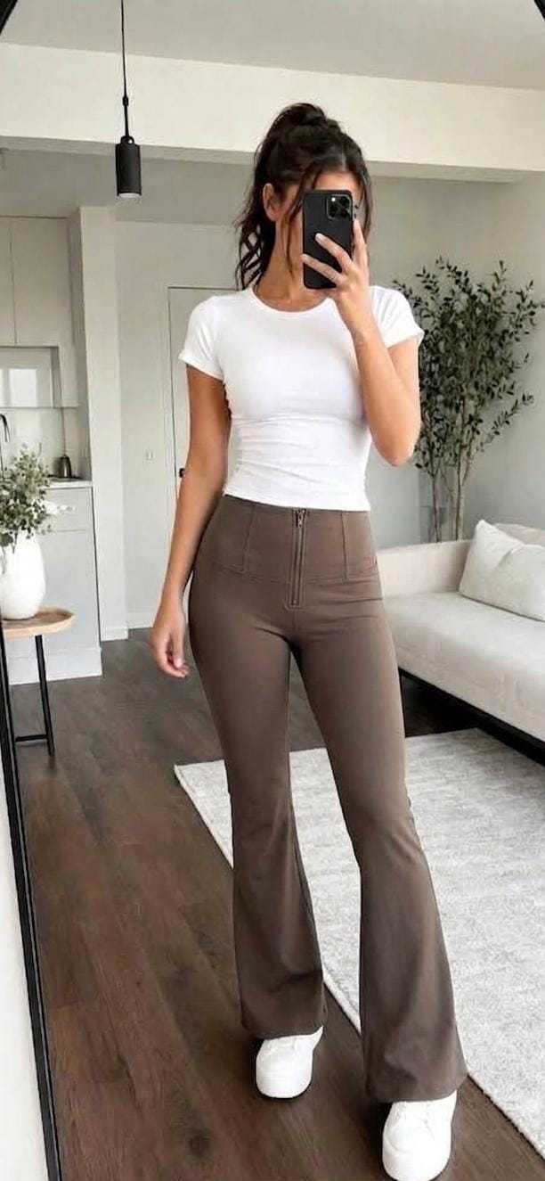 Beautiful Flared high waist yoga pants FT952
