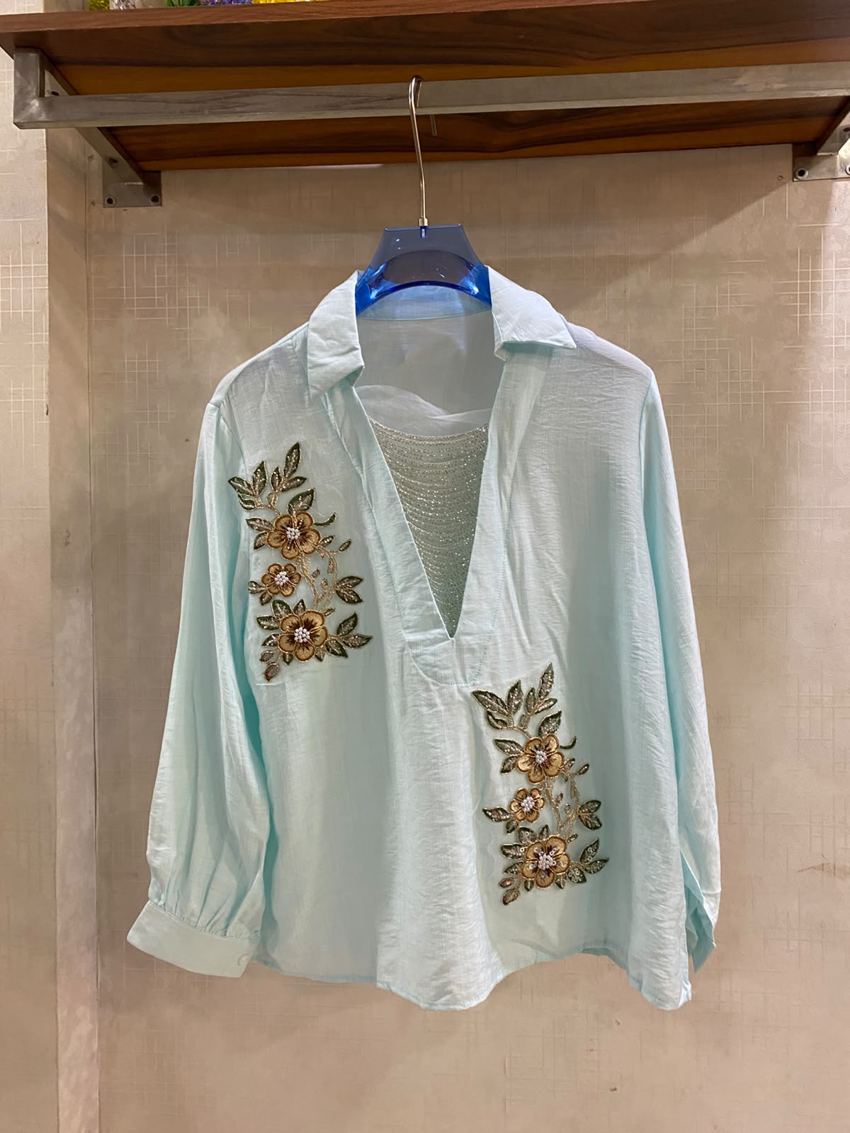 Elegant Embellished  and embroidered  tunic/shirt FT959