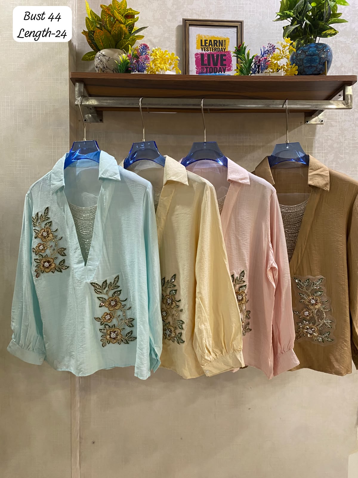Elegant Embellished  and embroidered  tunic/shirt FT959