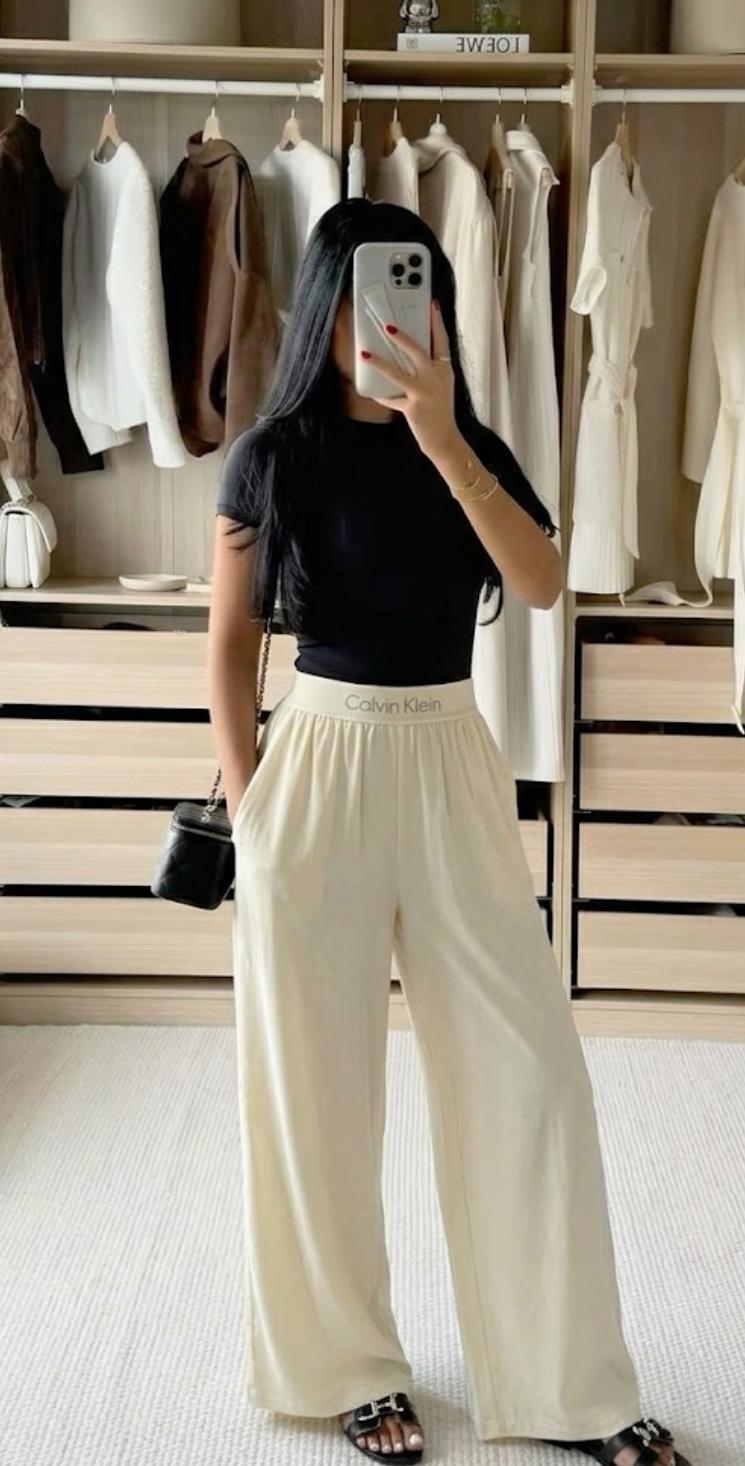 Elegant Wide leg pants broad belted FT962