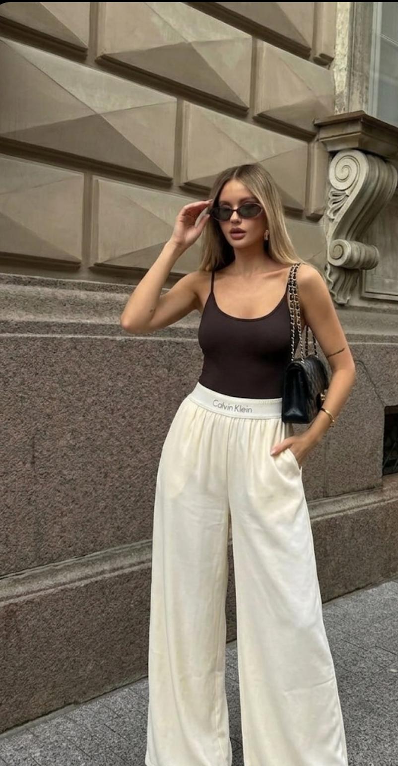 Elegant Wide leg pants broad belted FT962