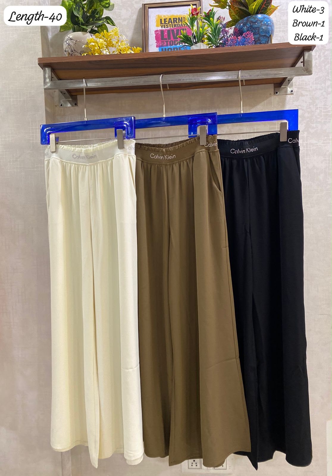 Elegant Wide leg pants broad belted FT962