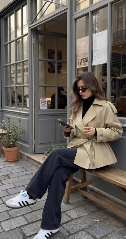 Elegant Trench Coat Zara inspired With Adjustable Waist FT963