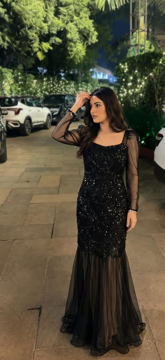 Beautiful  Luxe pearl detailed Stretchable dress FT972