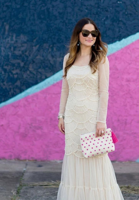 Beautiful  Luxe pearl detailed Stretchable dress FT972