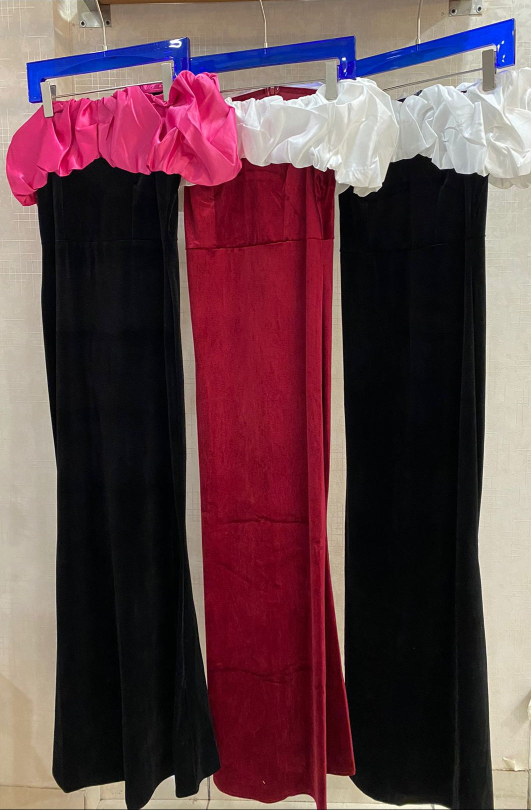 Ruffled Velvet Long Gown FT465