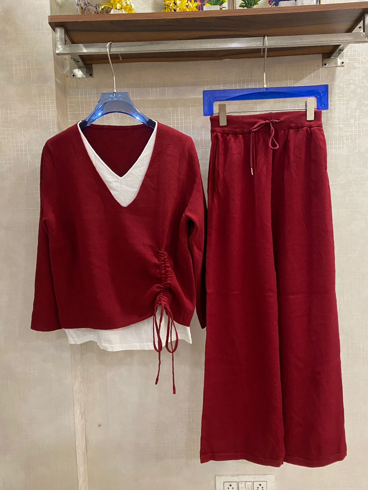 Ruched V-neck Layered Coord Set FT501