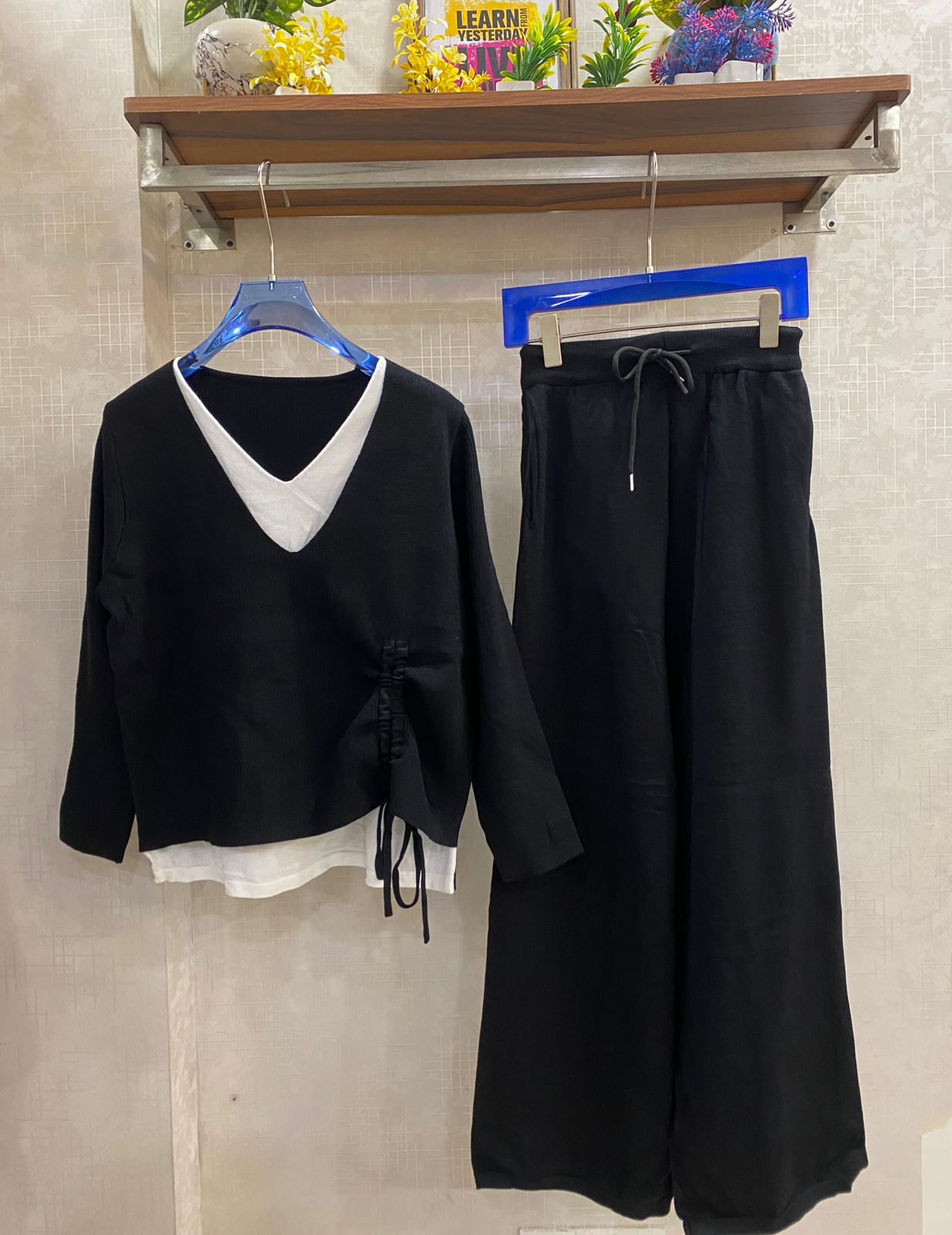 Ruched V-neck Layered Coord Set FT501