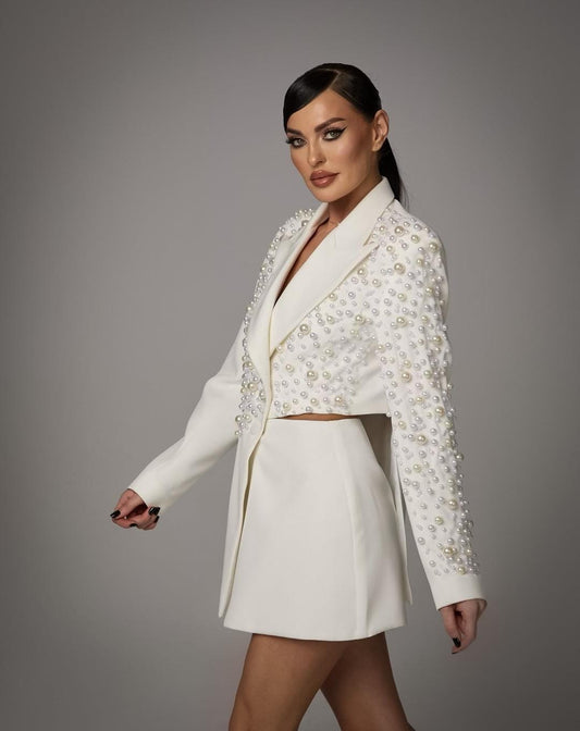 Partywear Skirt and Asymmetric Blazer Set FT613