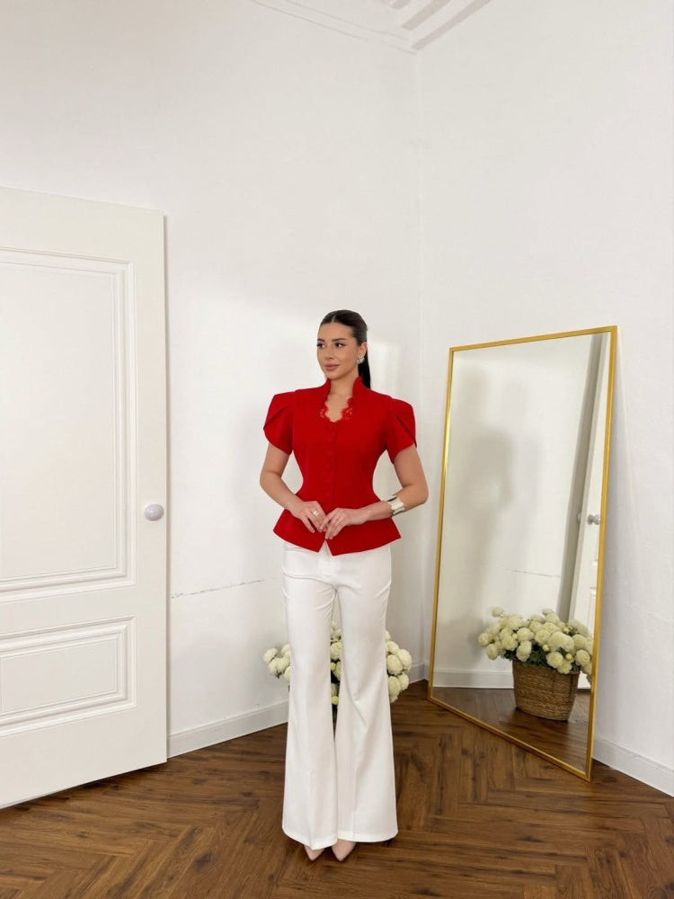 Buttoned Short Fitted Top FT894