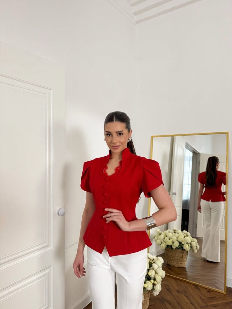Buttoned Short Fitted Top FT894