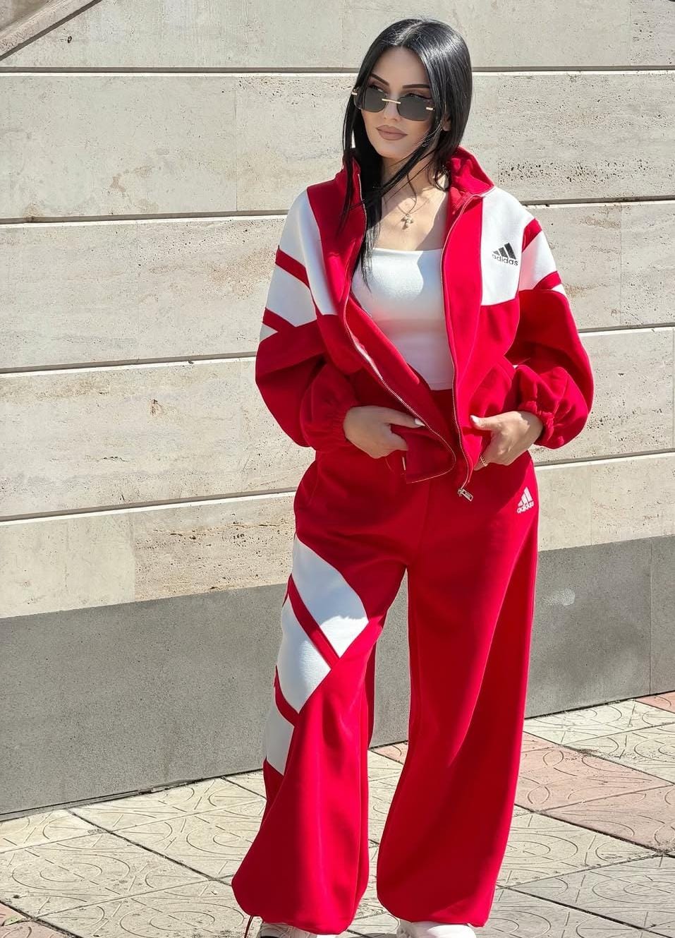 Elegant Retro-Revival Color block oversize Set FT965